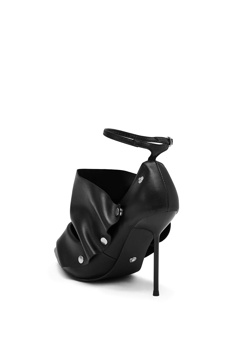 AZALEA WANG IMOGALE BLACK SILVER HARDWARE STILETTO PUMP