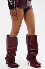 AZALEA WANG IMOGINE BURGUNDY STILETTO SNAP BOOT
