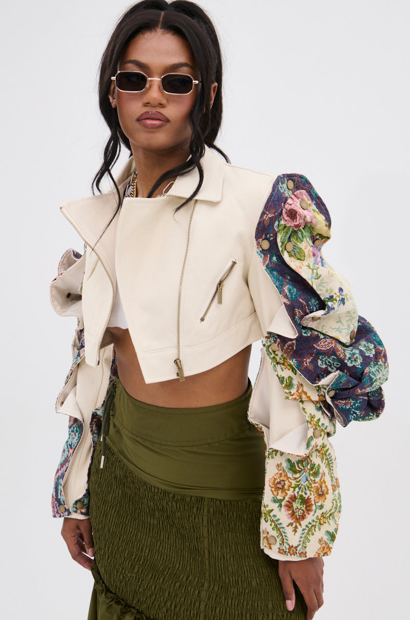 SNAP OUT OF IT ULTRA CROP MOTO IN JACQUARD