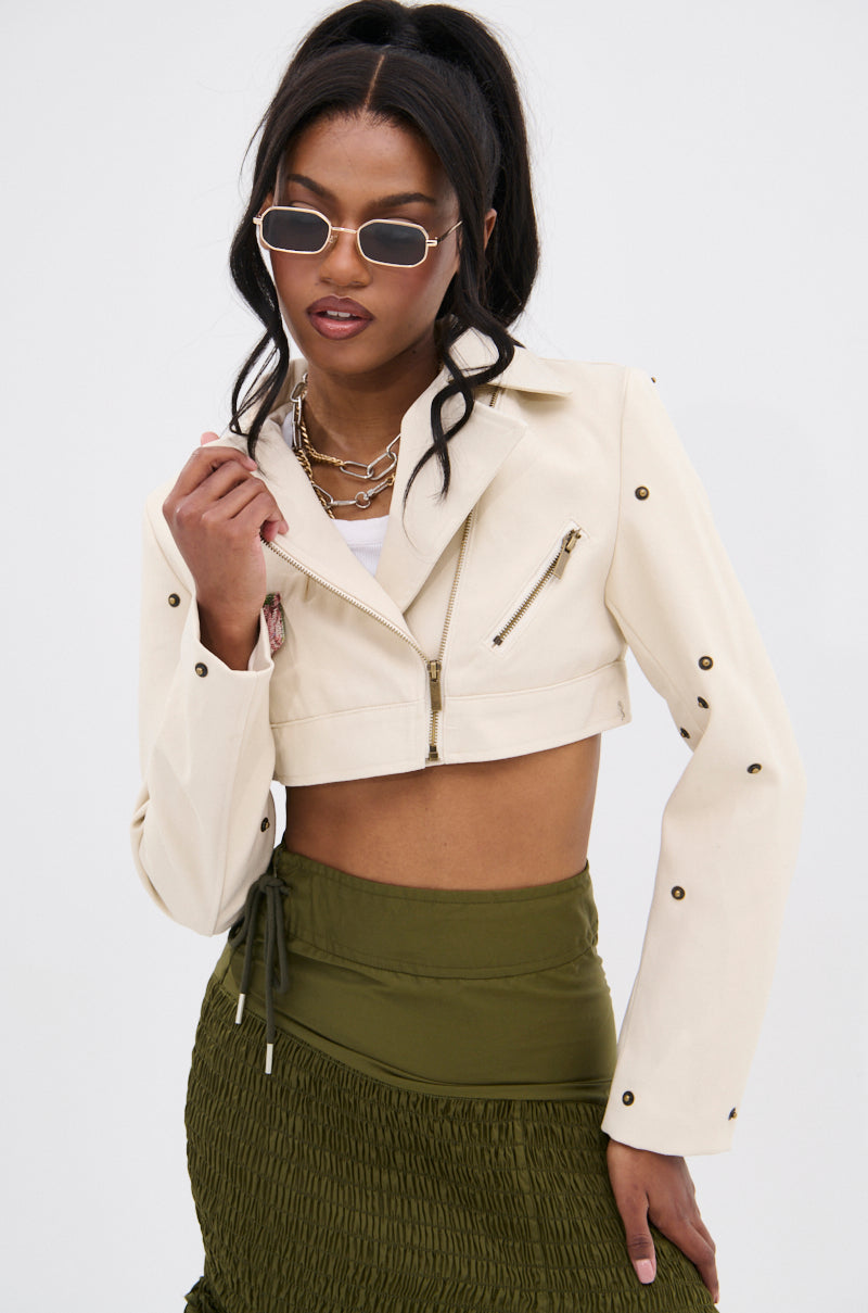 SNAP OUT OF IT ULTRA CROP MOTO IN JACQUARD