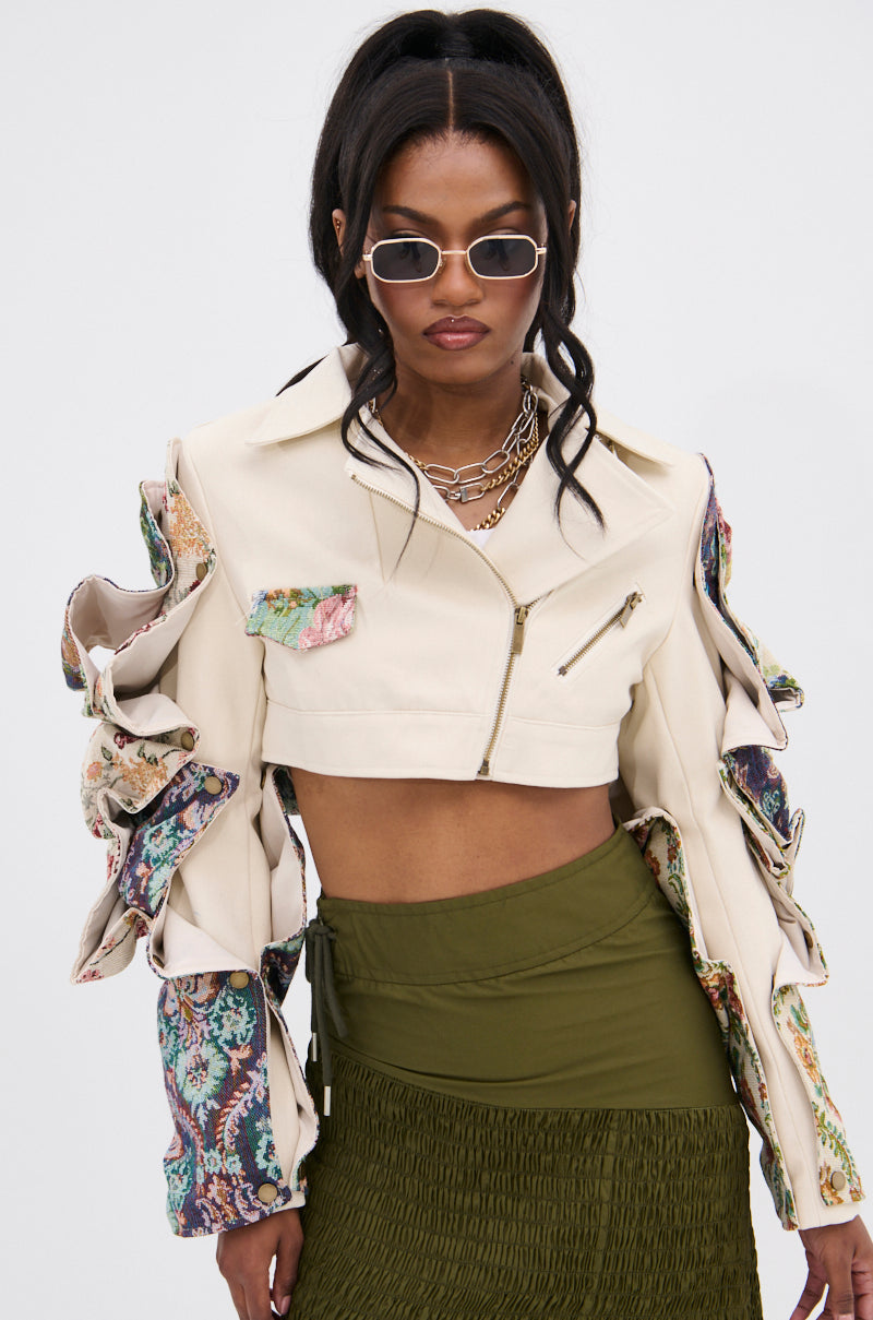 SNAP OUT OF IT ULTRA CROP MOTO IN JACQUARD