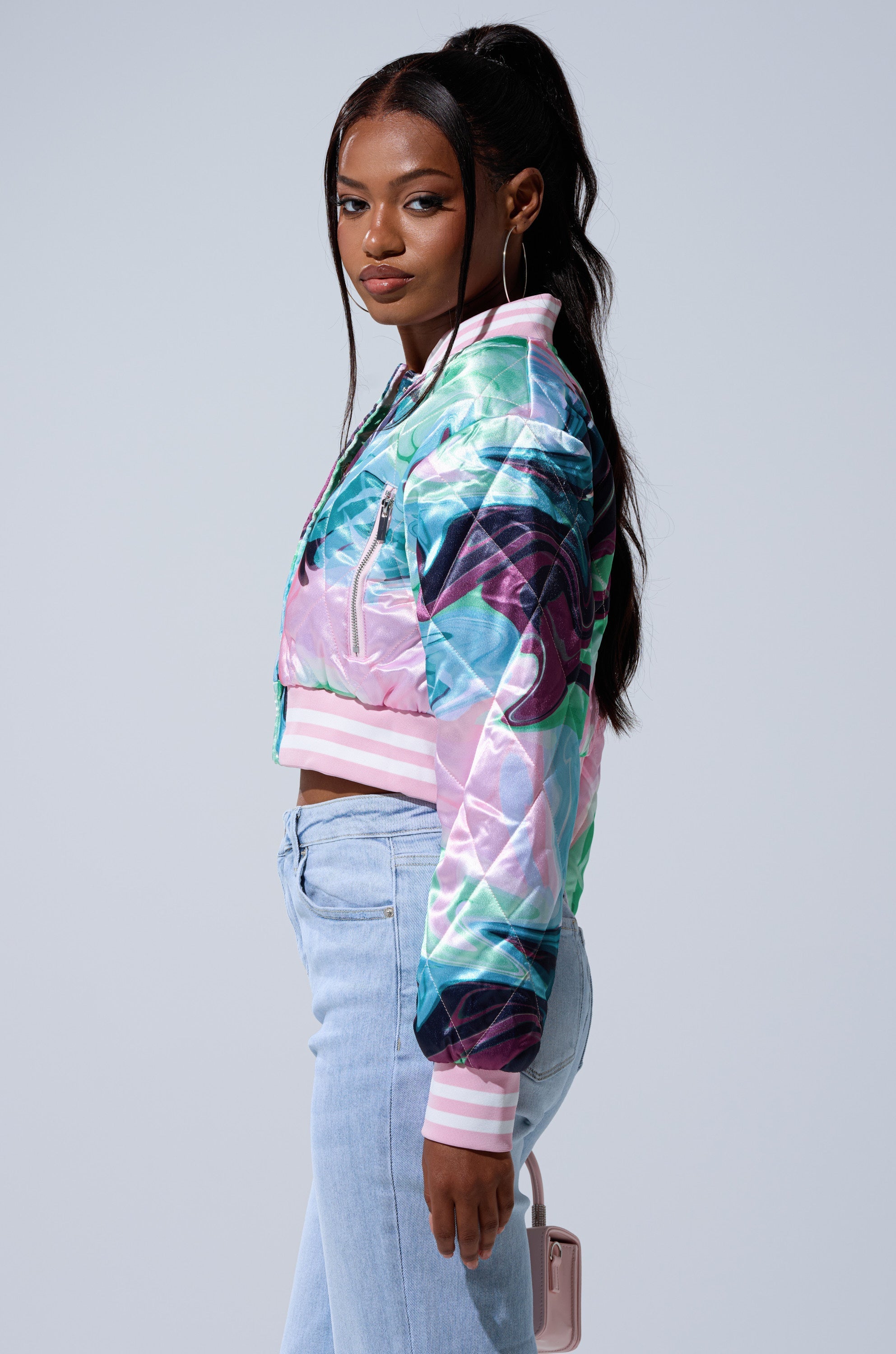 HEART TO HEART SATIN BOMBER