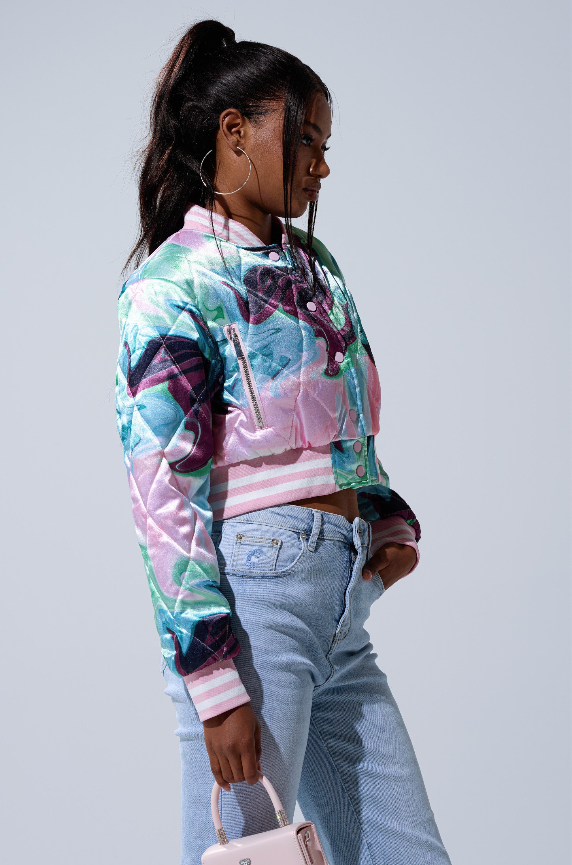 HEART TO HEART SATIN BOMBER