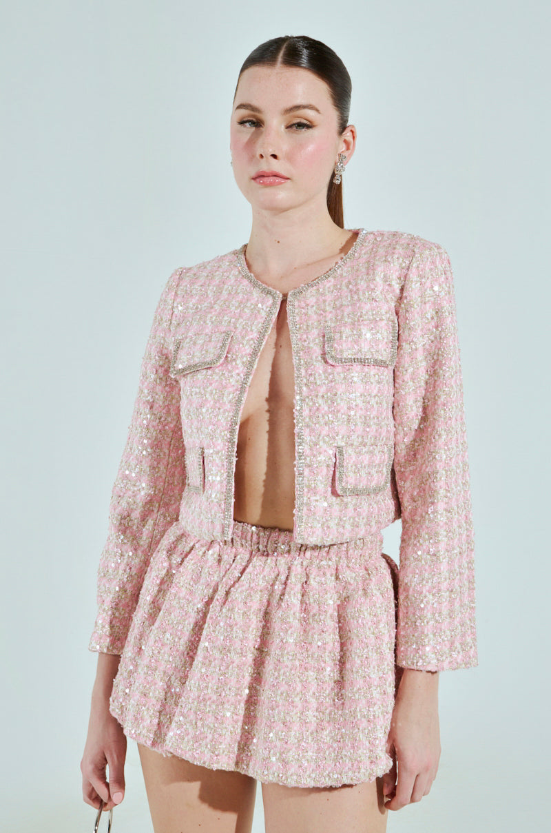 ALINNA EMBELLISHED TWEED BLAZER