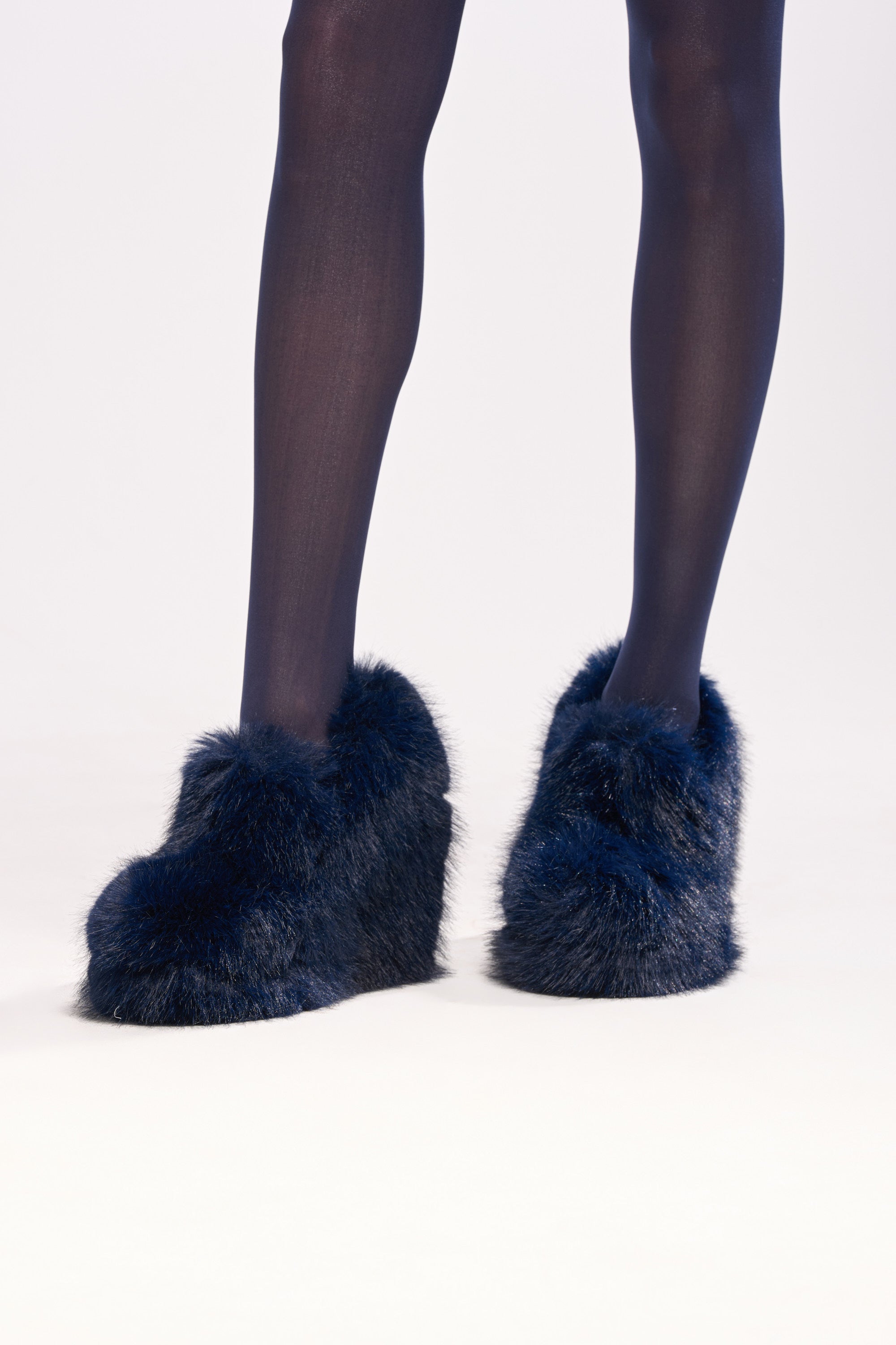 AZALEA WANG JAEKE NAVY FUR WEDGE PUMP