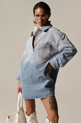 COOL GIRL OVERSIZED OMBRE DENIM SHIRT DRESS
