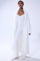 FUZZY KNIT SHAWL NECK CARDIGAN