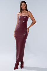 SHAI PU MIDI DRESS IN BURGUNDY