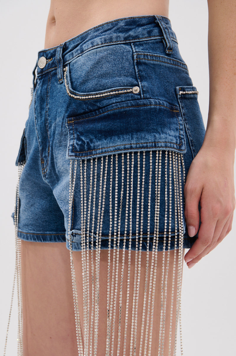 DANCING ALL NIGHT LONG DENIM EMBELLISHED SHORT