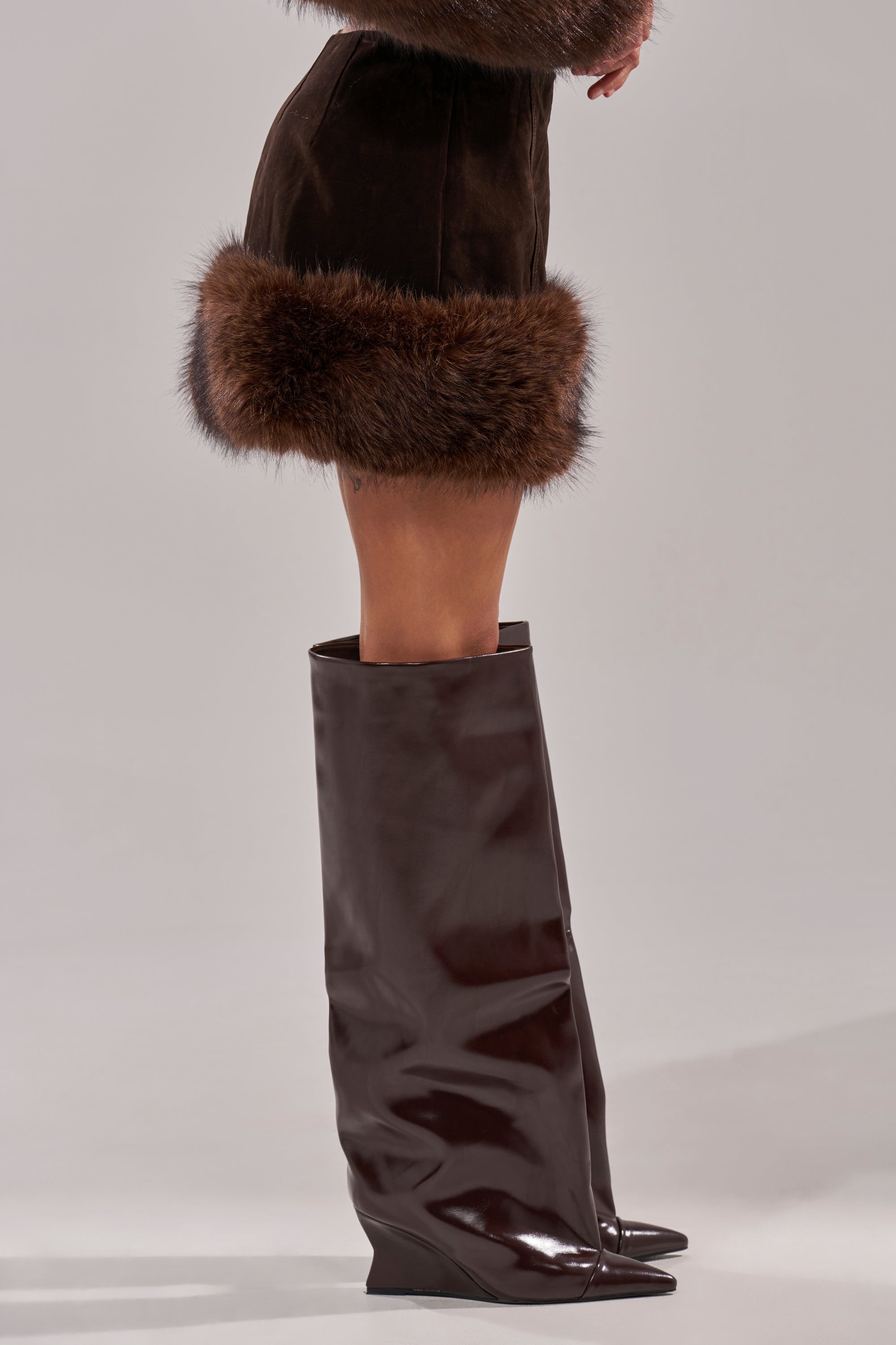 WILD SIDE FUR TRIM MINI SKIRT