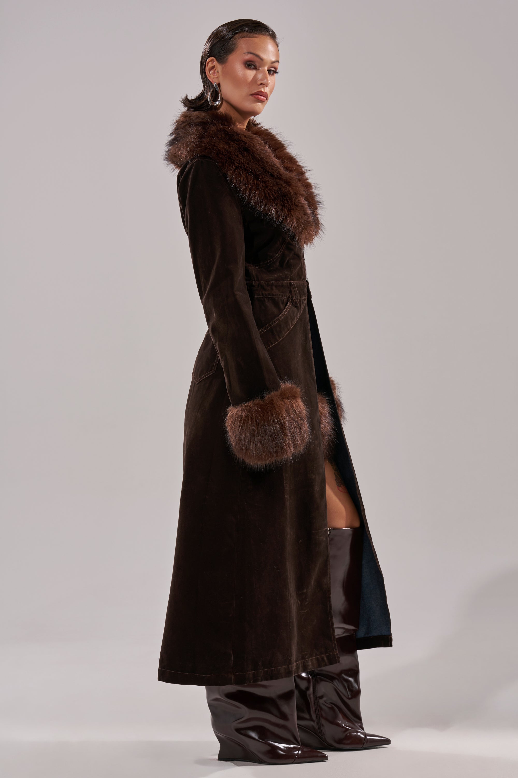 WILD SIDE VELVET DENIM TRENCH