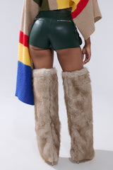 FAUX LEATHER MINI CARGO SHORTS