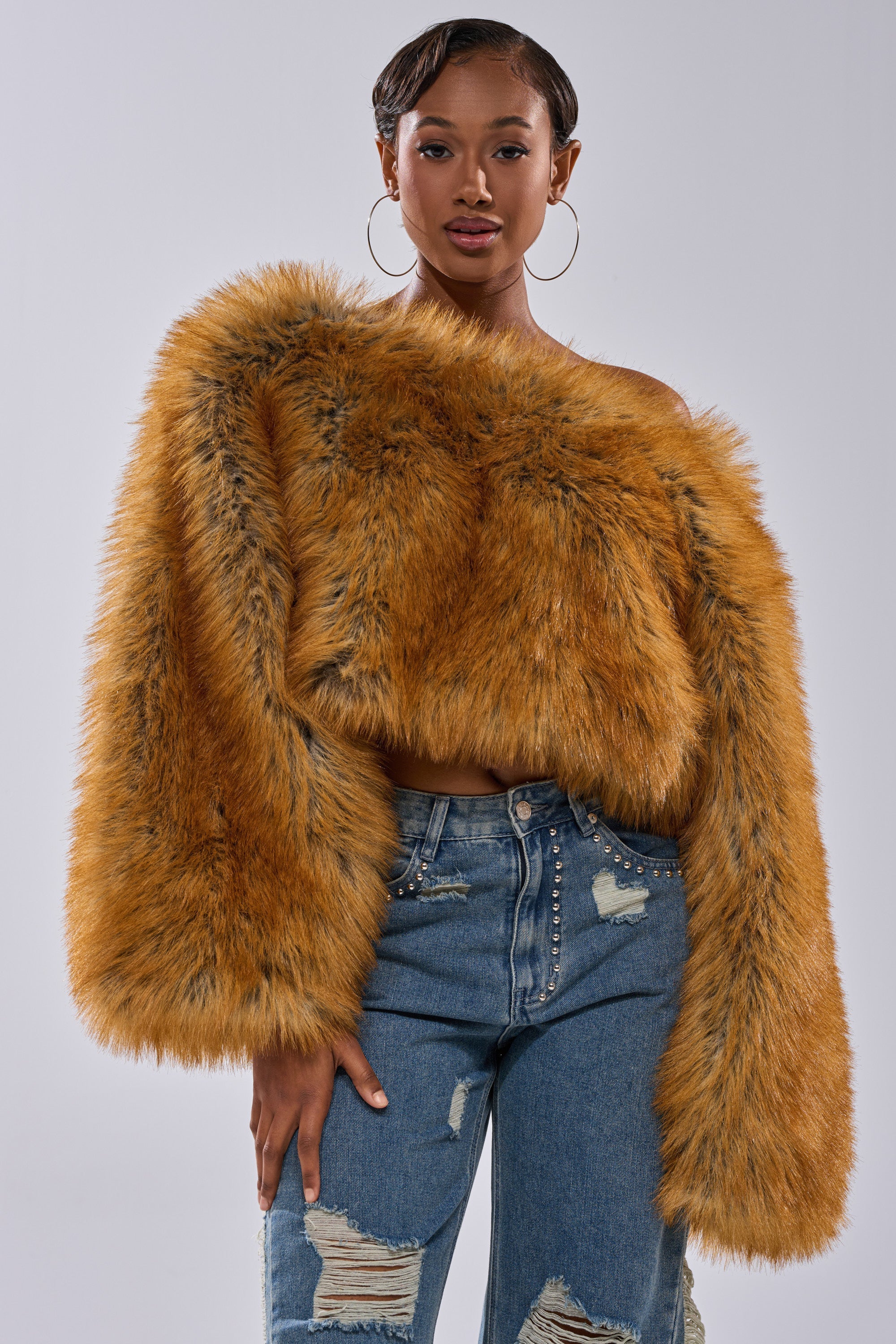 SNOW DAY FAUX FUR SWEATER