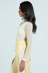 PAXTON SEXY MESH LONG SLEEVE MOCKNECK BODYSUIT