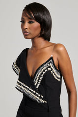LUXURIOUS ASYMETRICAL PEARL BODYSUIT