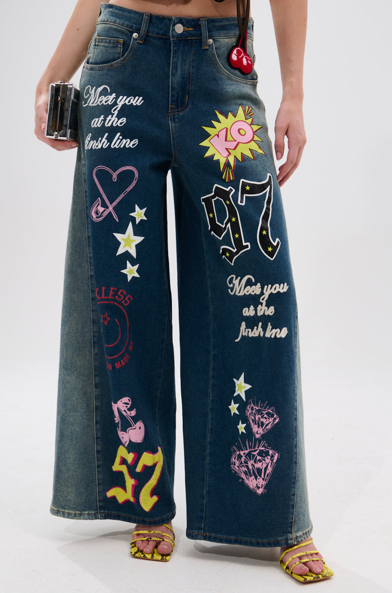TKO GRAPHIC WIDE LEG DENIM JEAN
