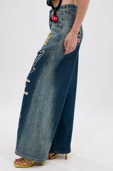 TKO GRAPHIC WIDE LEG DENIM JEAN
