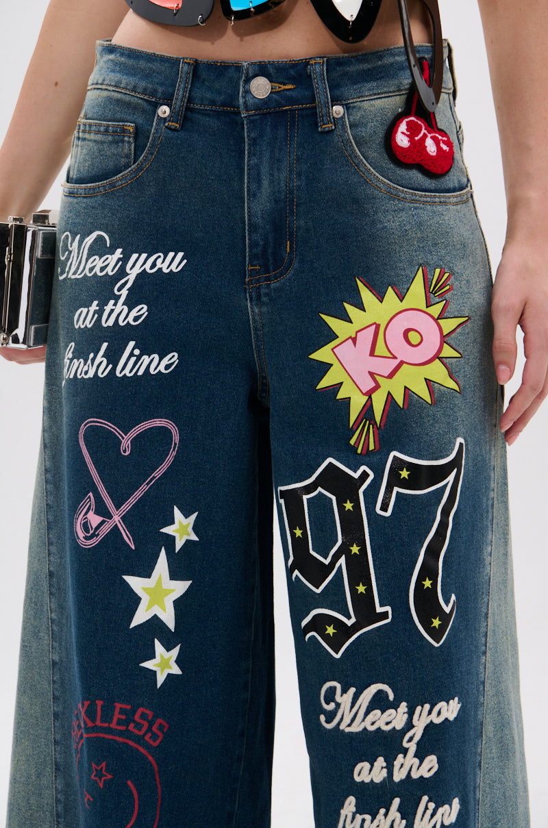 TKO GRAPHIC WIDE LEG DENIM JEAN