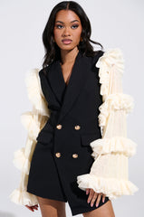 LIVING OVER THE TOP RUFFLE SLEEVE BLAZER MINI DRESS
