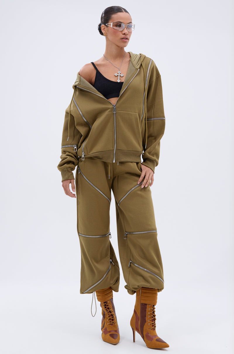 CALI MULTI ZIPPER HOODED SWEATSHIRT