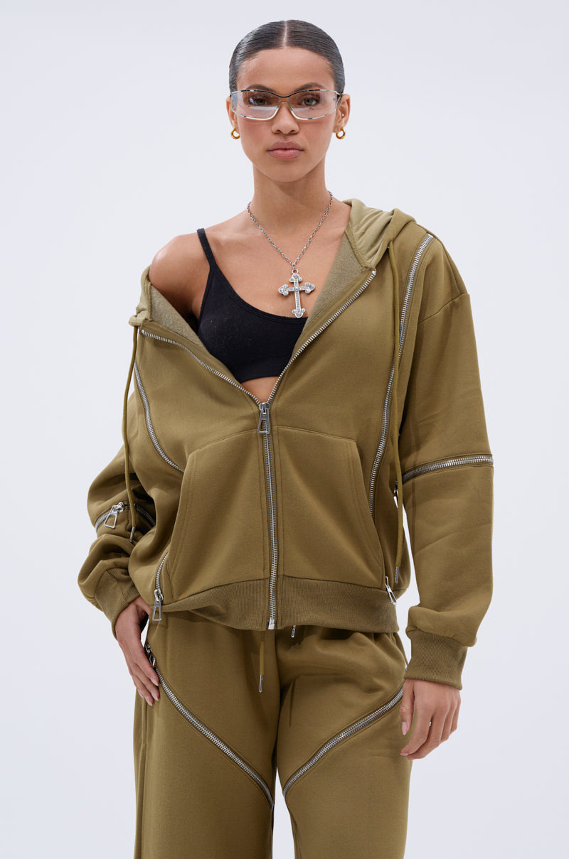 CALI MULTI ZIPPER HOODED SWEATSHIRT