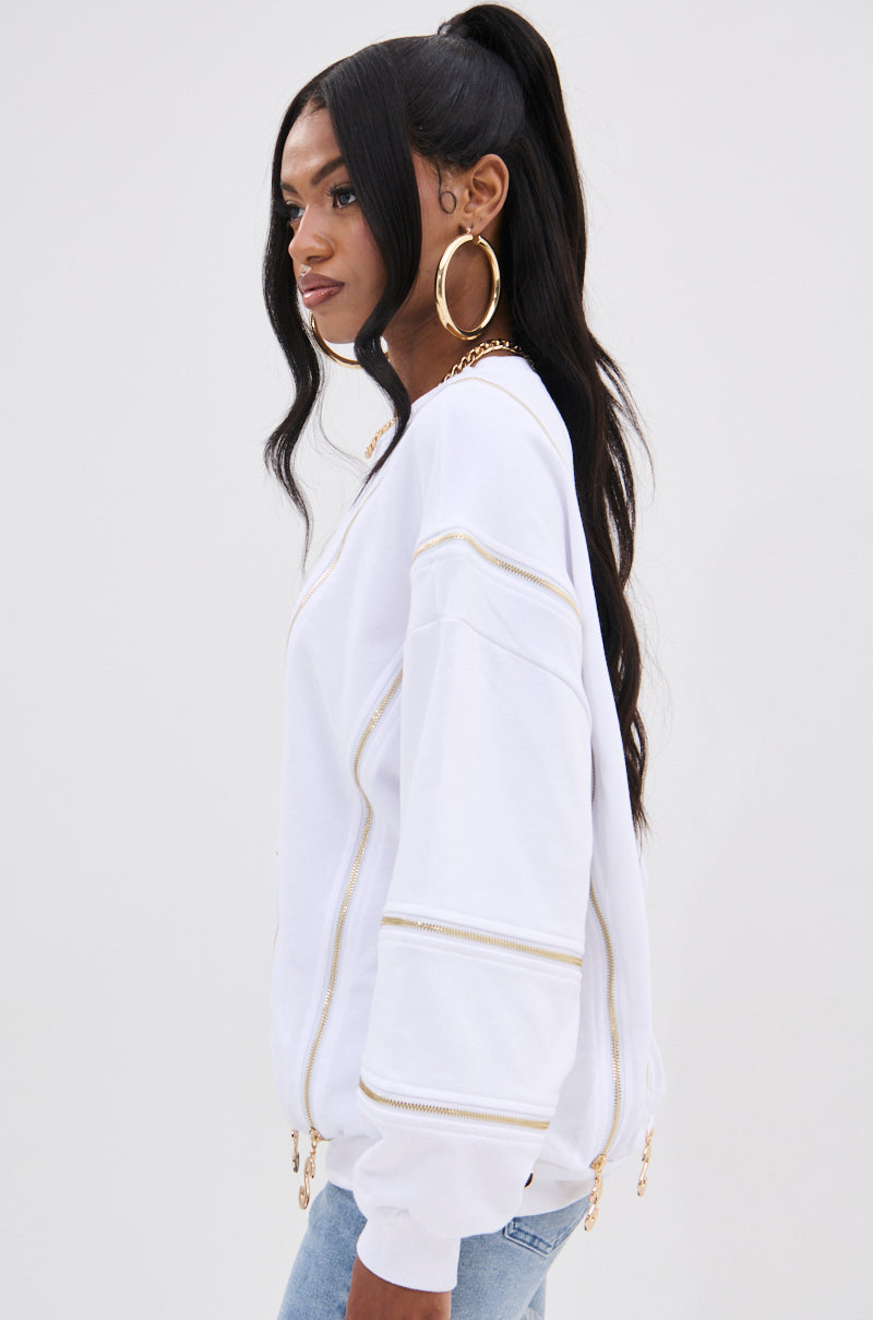 SABRINA ALL OVER ZIPPER SWEATSHIRT