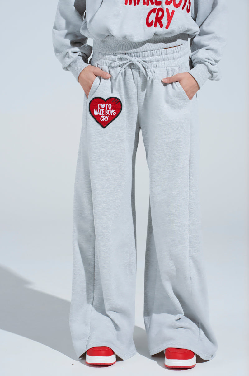 I LOVE TO MAKE BOYS CRY WIDE LEG SWEATPANT