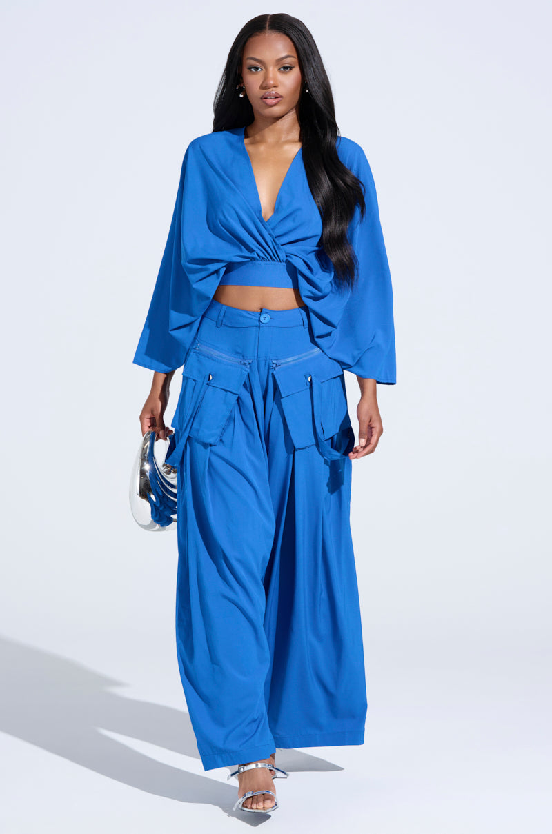 TALK ABOUT ME BLUE BLOUSE