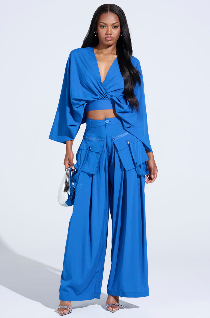 TALK ABOUT ME BLUE BLOUSE