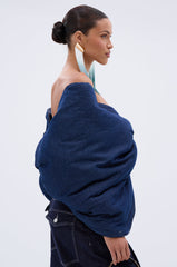 PADDED DENIM BOW TOP