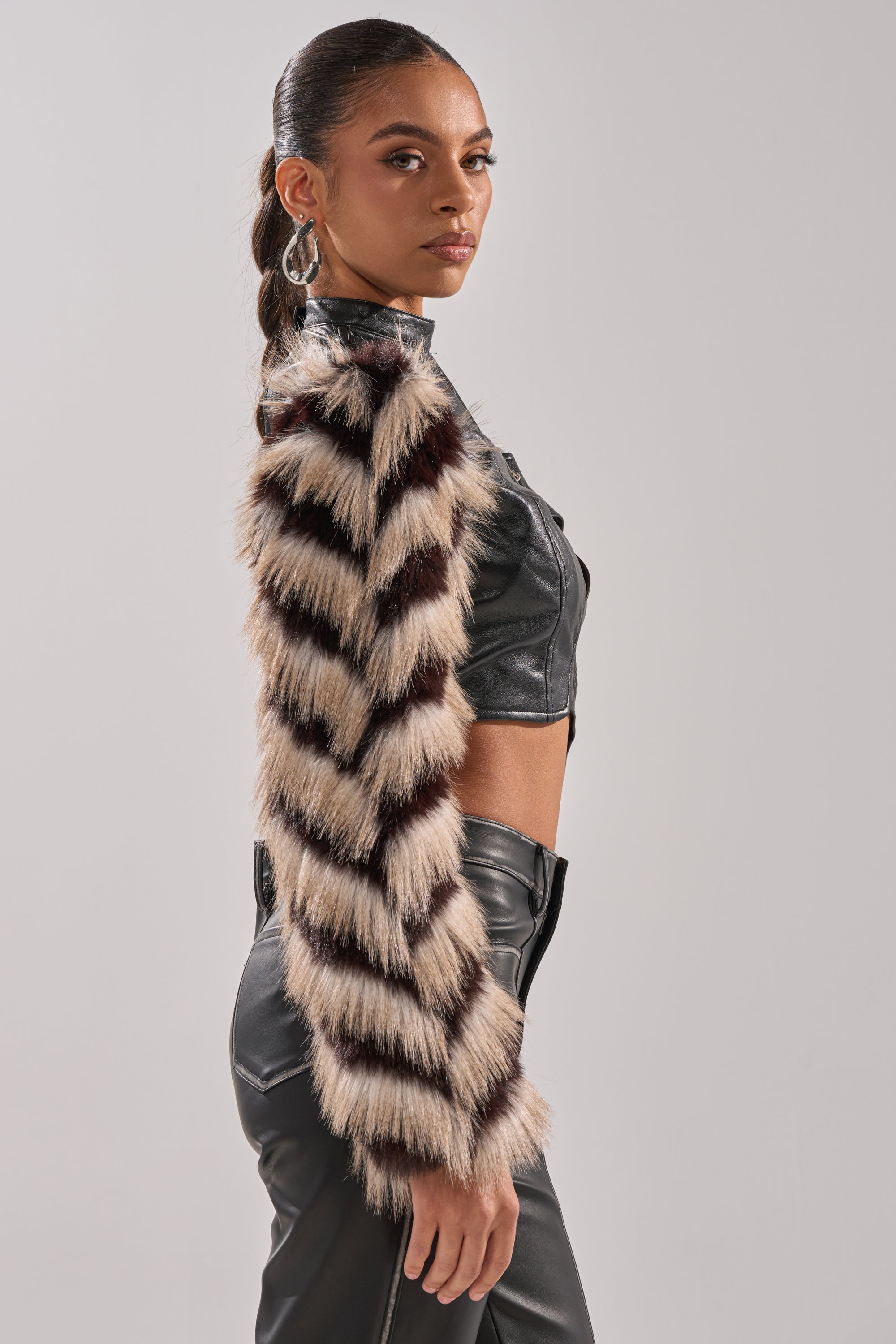 HIGH AND LOW FUR BLOUSE