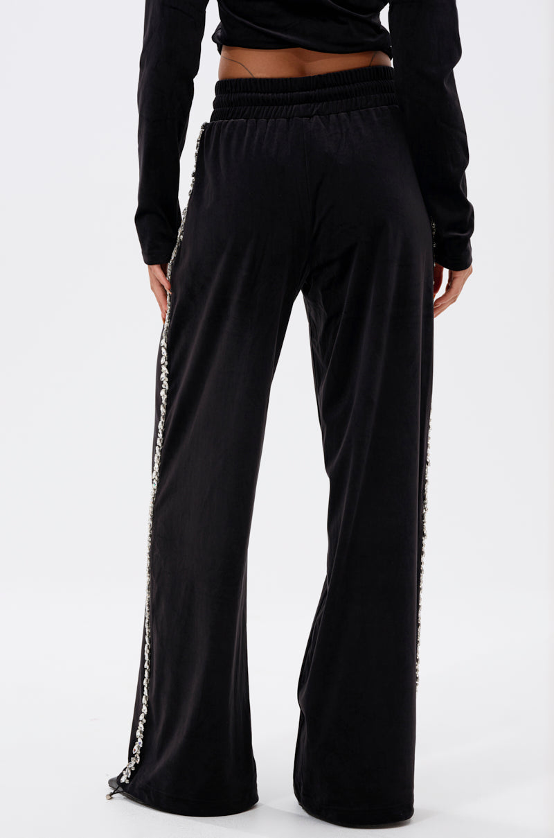 DARA RHINESTONE WIDE LEG SWEATPANT