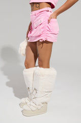 WORK FOR IT MINERAL WASHED MINI SKIRT IN PINK
