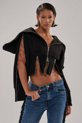 MULTI ZIP CORSETED HOODIE