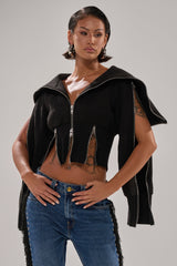 MULTI ZIP CORSETED HOODIE