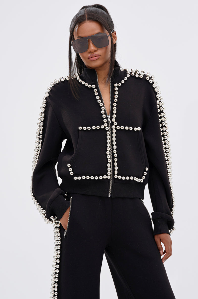BALLS TO THE WALL ZIP UP SWEATSHIRT IN BLACK