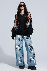 CUT HIM OFF FRENCH TERRY SWEATSHIRT IN BLACK