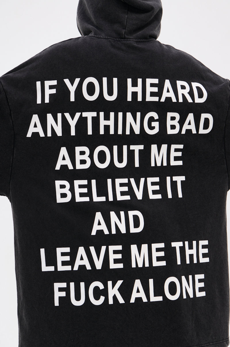 BELIEVE WHAT YOU HEARD OVERSIZED ZIP UP SWEATSHIRT