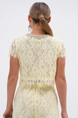 LEAH LACE BUTTON DOWN BLOUSE IN BABY YELLOW