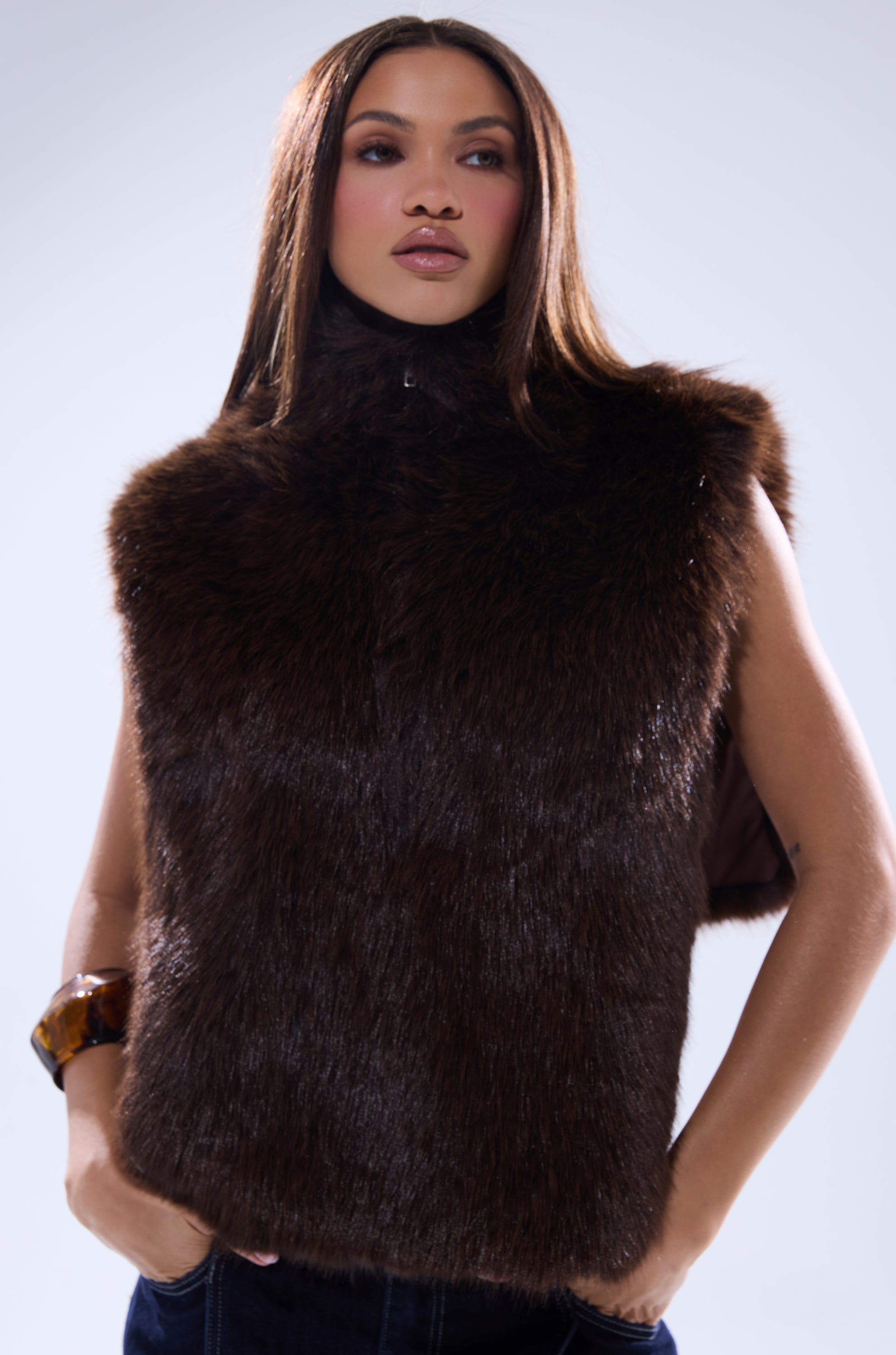 SURE THANG FUR TURTLENECK PULLOVER