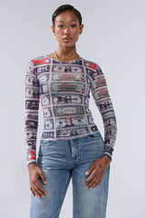 GIMME THE MONEY MESH LONG SLEEVE