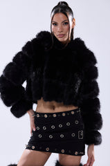 JOLENE FAUX FUR COAT IN BLACK
