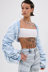 DANI RUCHED DENIM BOLERO