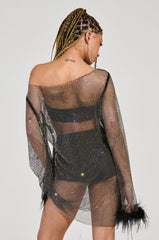 TELL ME A SECRET SPARKLE MINI DRESS IN BLACK