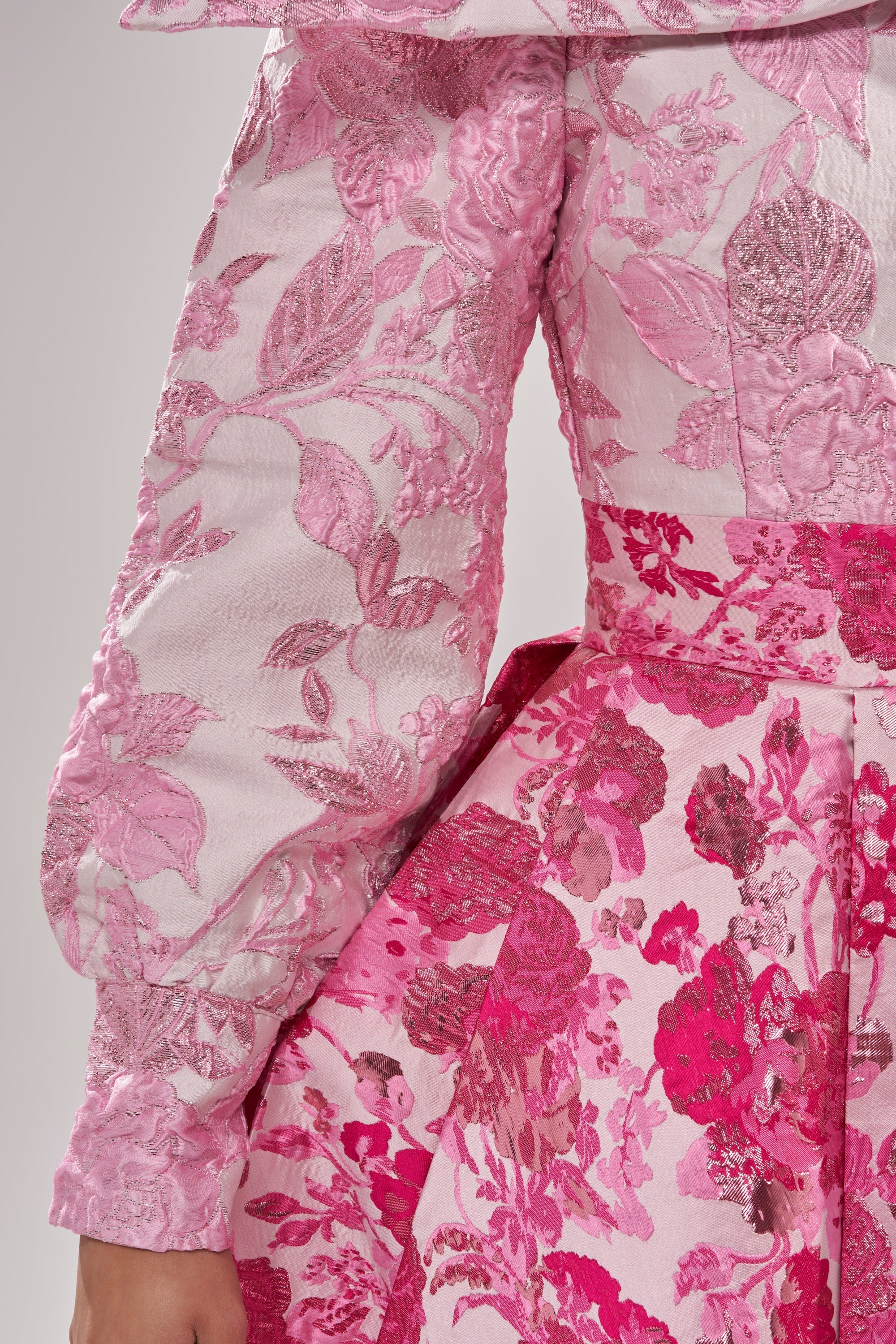 RENAISSANCE TWO-TONE BROCADE MINI DRESS IN PINK