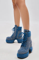 AZALEA WANG JULIEN BLUE DENIM NOVELTY BOOTIE