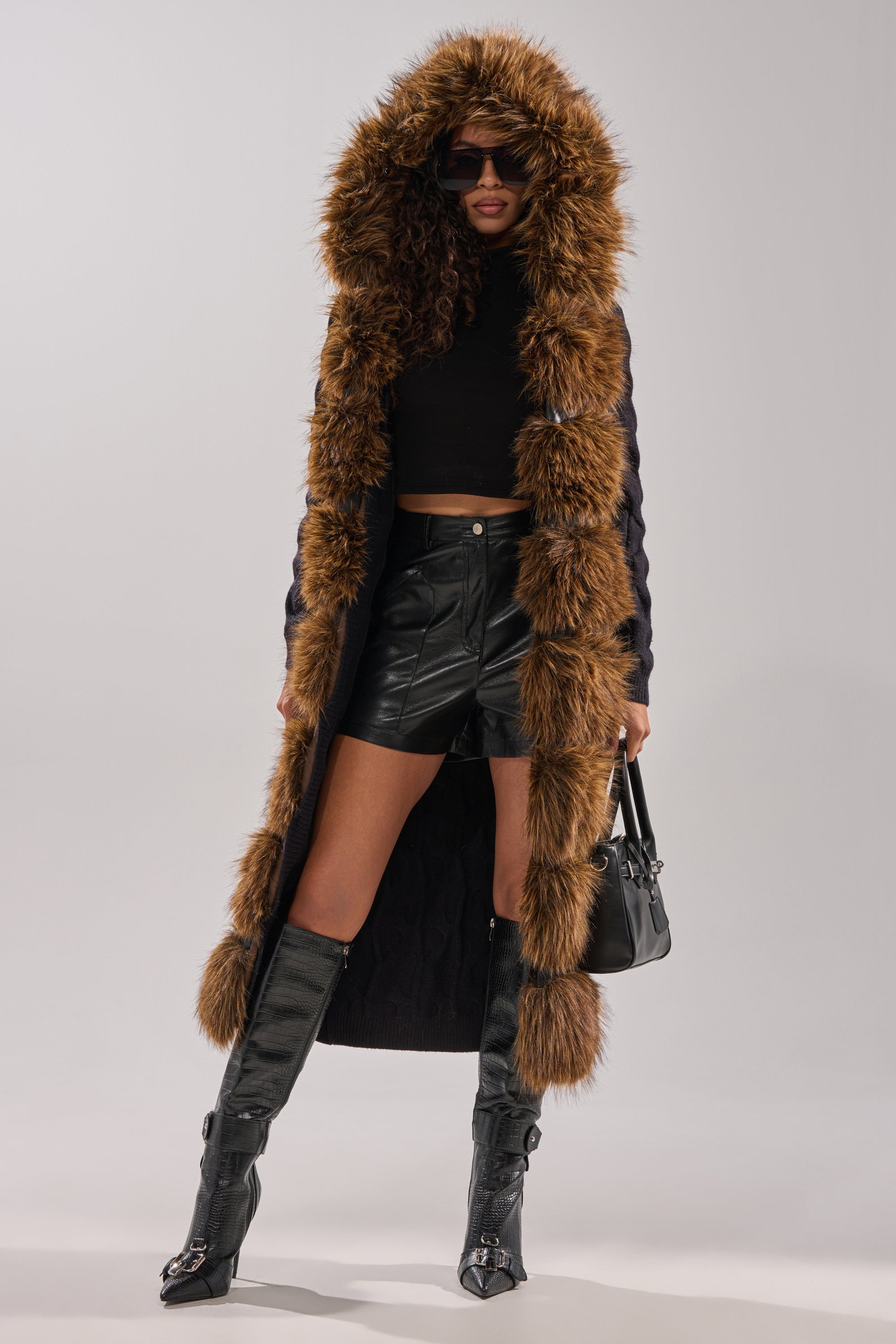 WARM ME UP LONG CARDIGAN WITH FUR