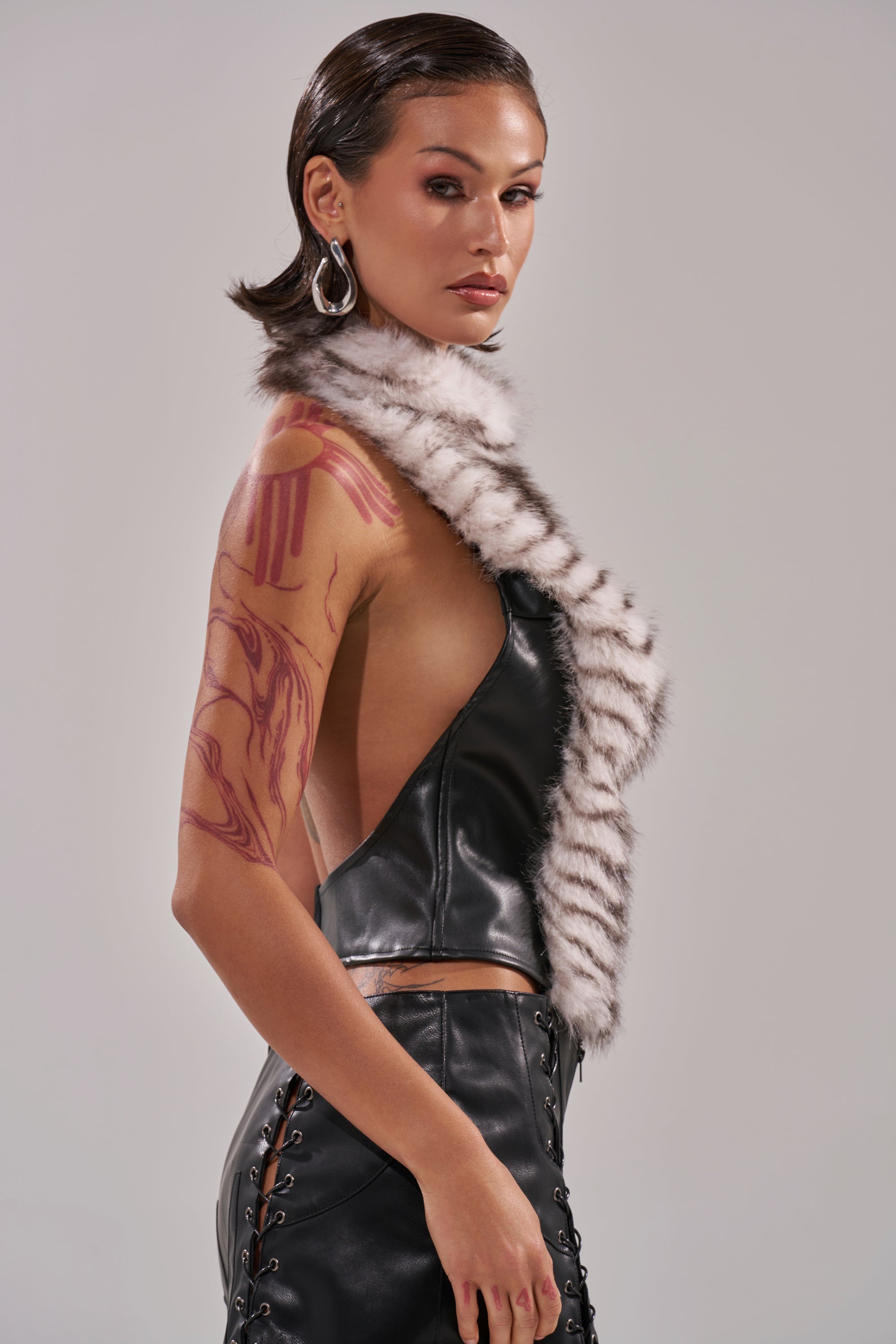 I'M MY OWN SPIRIT ANIMAL MOCK NECK FUR TOP