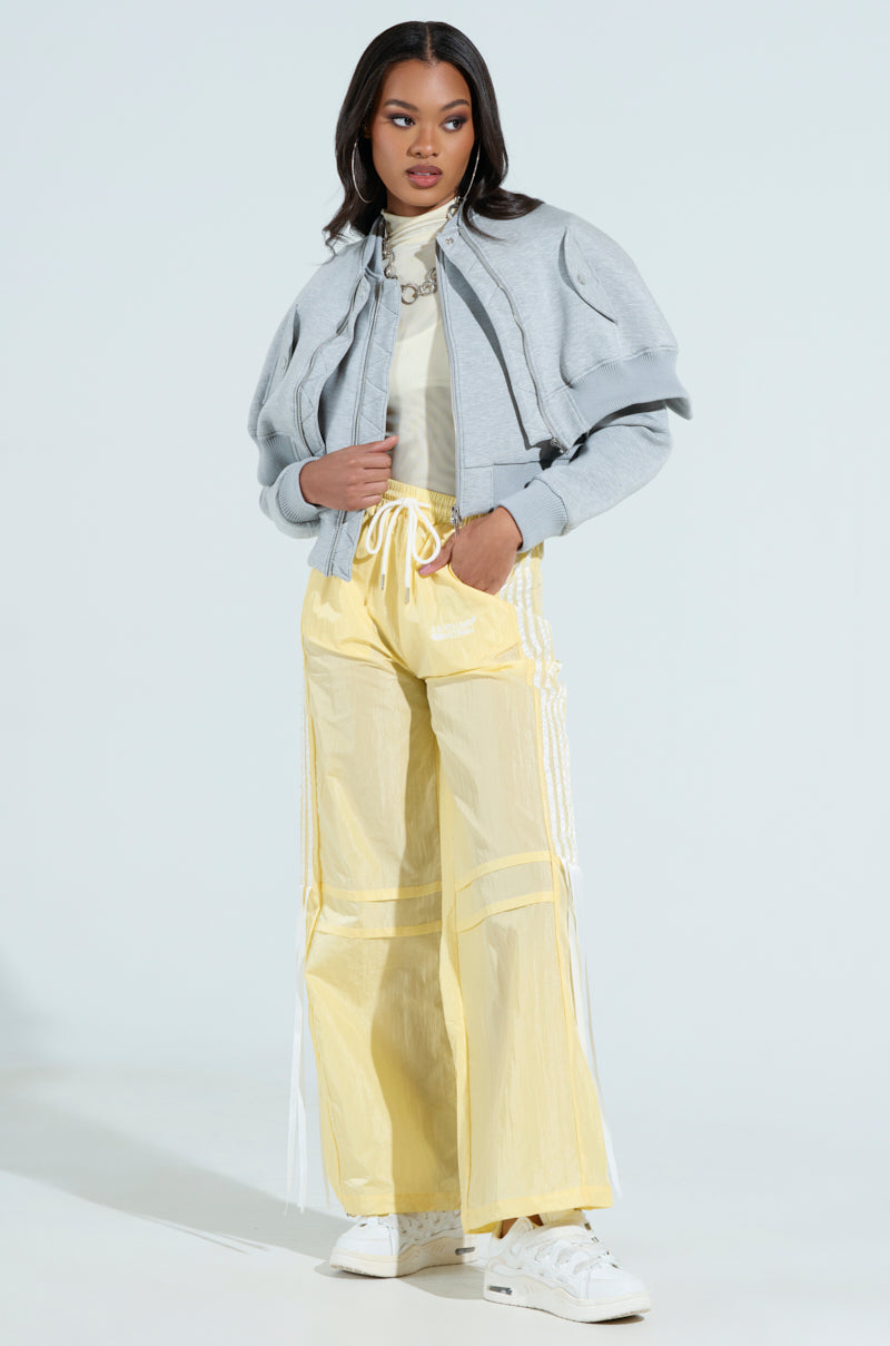 LYNX LAYERED BOMBER JACKET IN HEATHER GREY