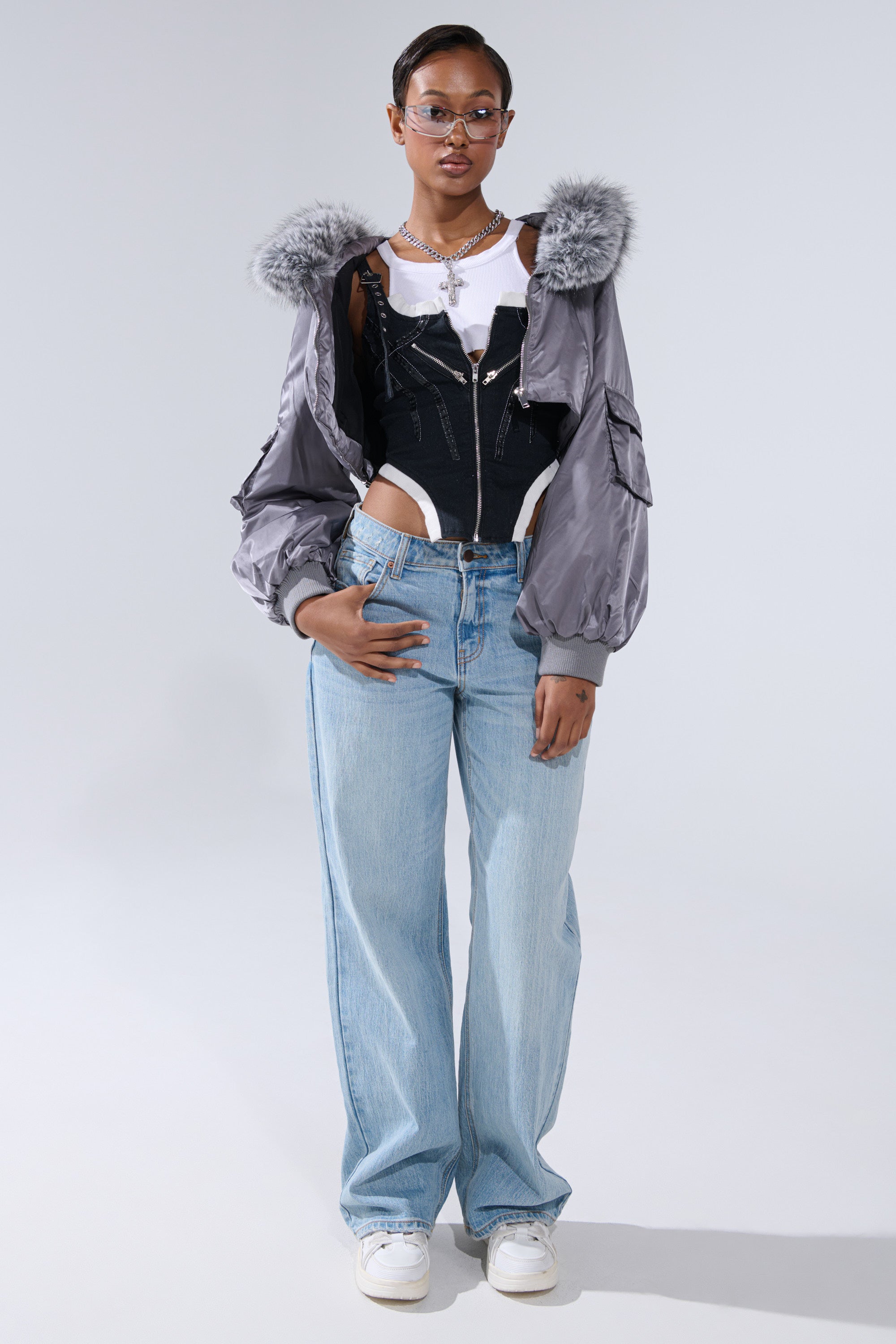 ITTY BITTY CROPPED BOMBER